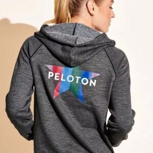 Peloton Women’s Piped Cord Star Logo Gray Full Zip Hoodie Size M